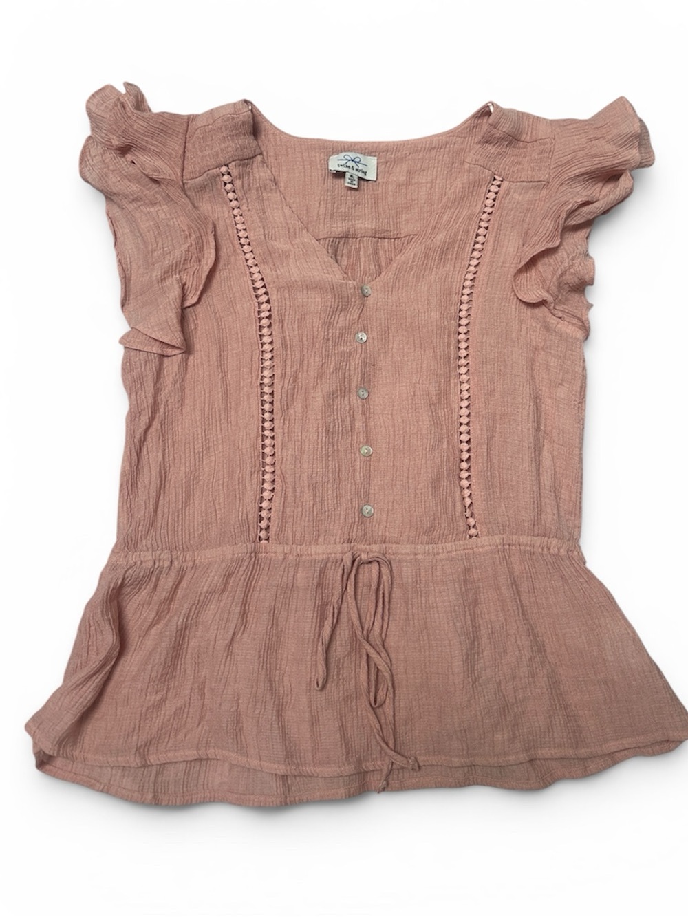 Twine & String blush ruffle top